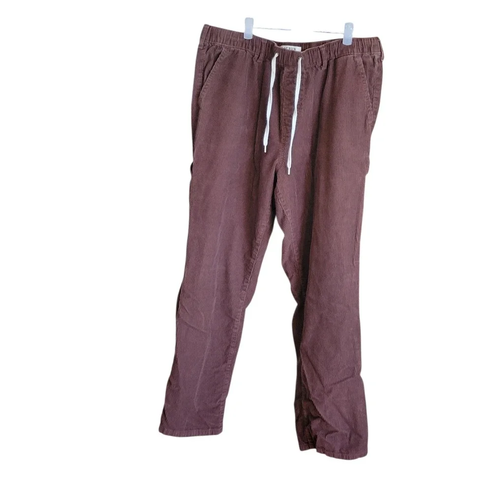 PacSun Mens Brown Corduroy Carpenter Pants Elastic Waist Drawstring Straight Leg